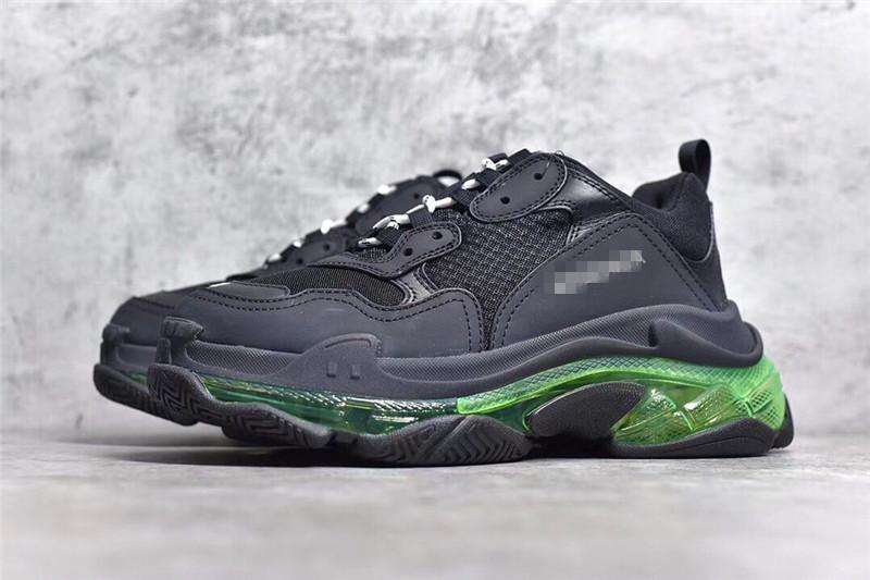 PK GOD PARIS TRIPLE S CLEAR SOLE TRAINER Black Green real materials READY TO SHIP